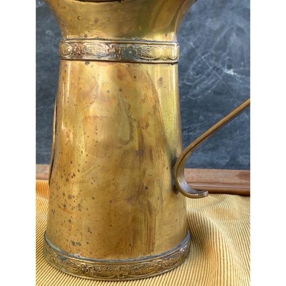 vintage Aztec mayan calendar pitcher vase : brass + copper : handmade - Picture 12 of 17